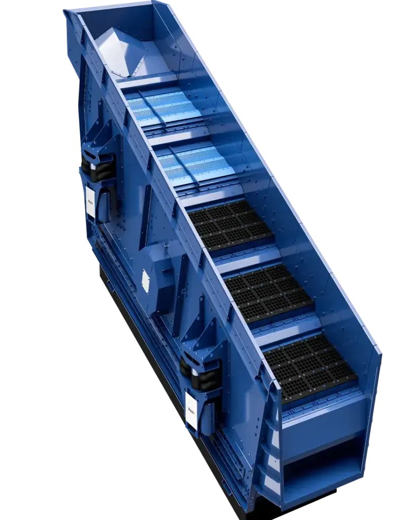 Módulo de cribado industrial azul para reciclaje, posiblemente MODUL4 DARK RZ.