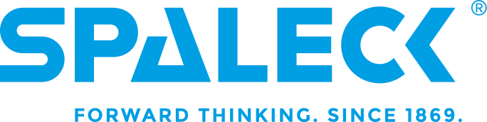 Logotipo de SPALECK con el eslogan «Forward Thinking». «Desde 1869».