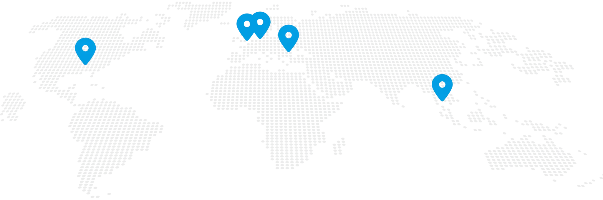 Mapa del mundo con marcadores azules que indican las sedes de SPALECK.