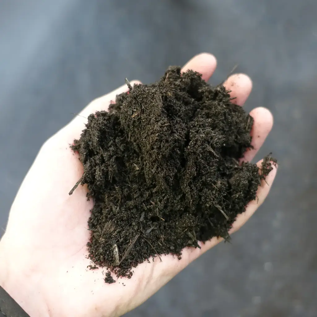 La mejor calidad de cribado en la producción de compost de alta calidad: aquí se aprecia el producto final, libre de fragmentos largos