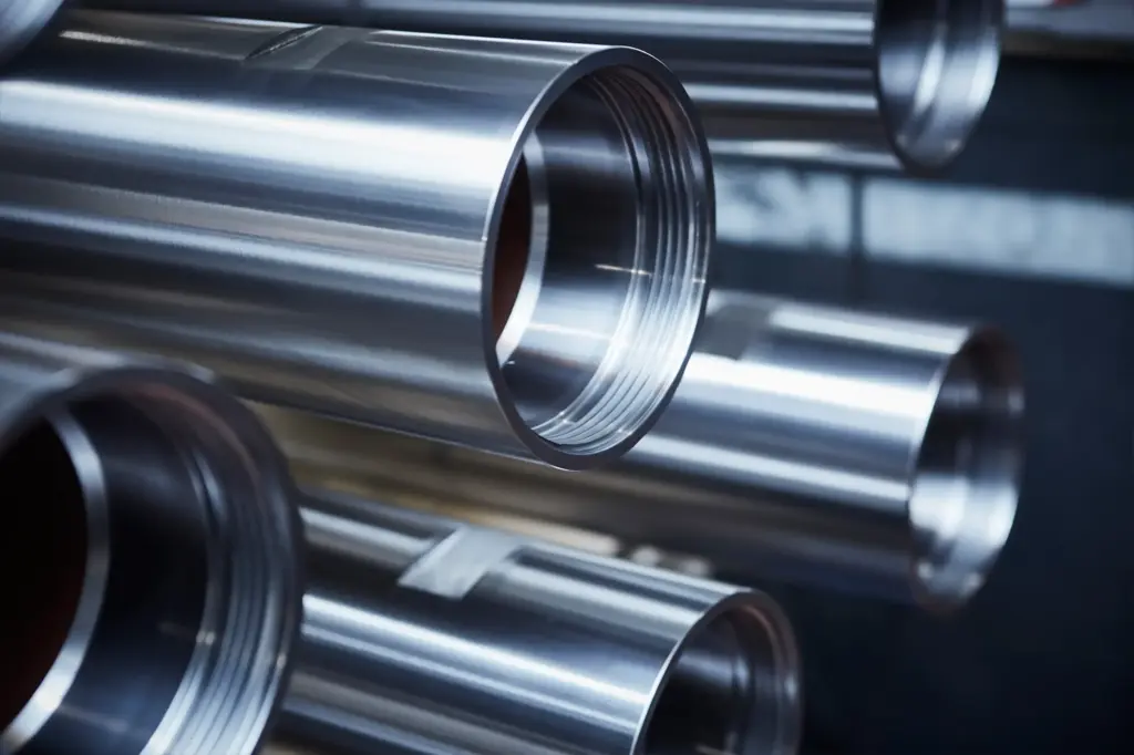 Vista detallada de piezas torneadas con CNC fabricadas por el subcontratista SPALECK