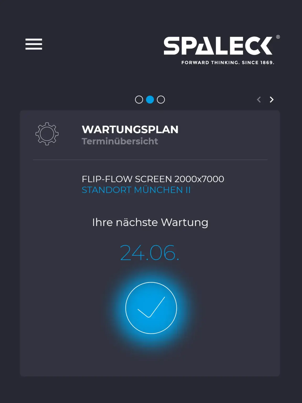 SPALECK CONNECT enthält auch einen Wartungsplan über alle eingebundenen Maschinen