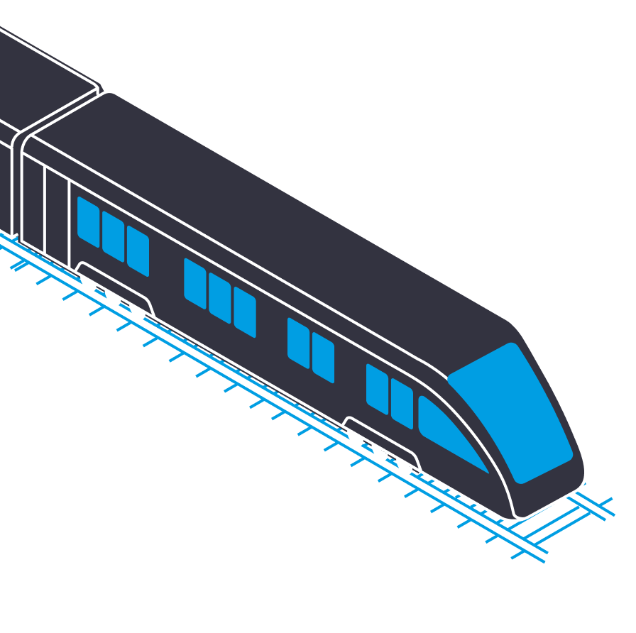 El icono de un tren, que simboliza los sectores de la tecnología ferroviaria y la movilidad eléctrica, para los que SPALECK trabaja como fabricante por encargo