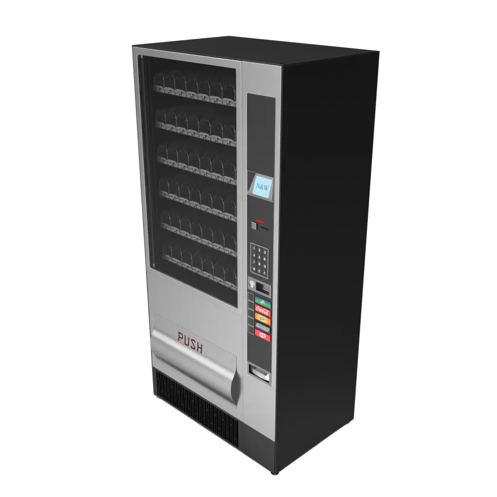 Representación de una máquina expendedora integrada en un sistema de tienda online