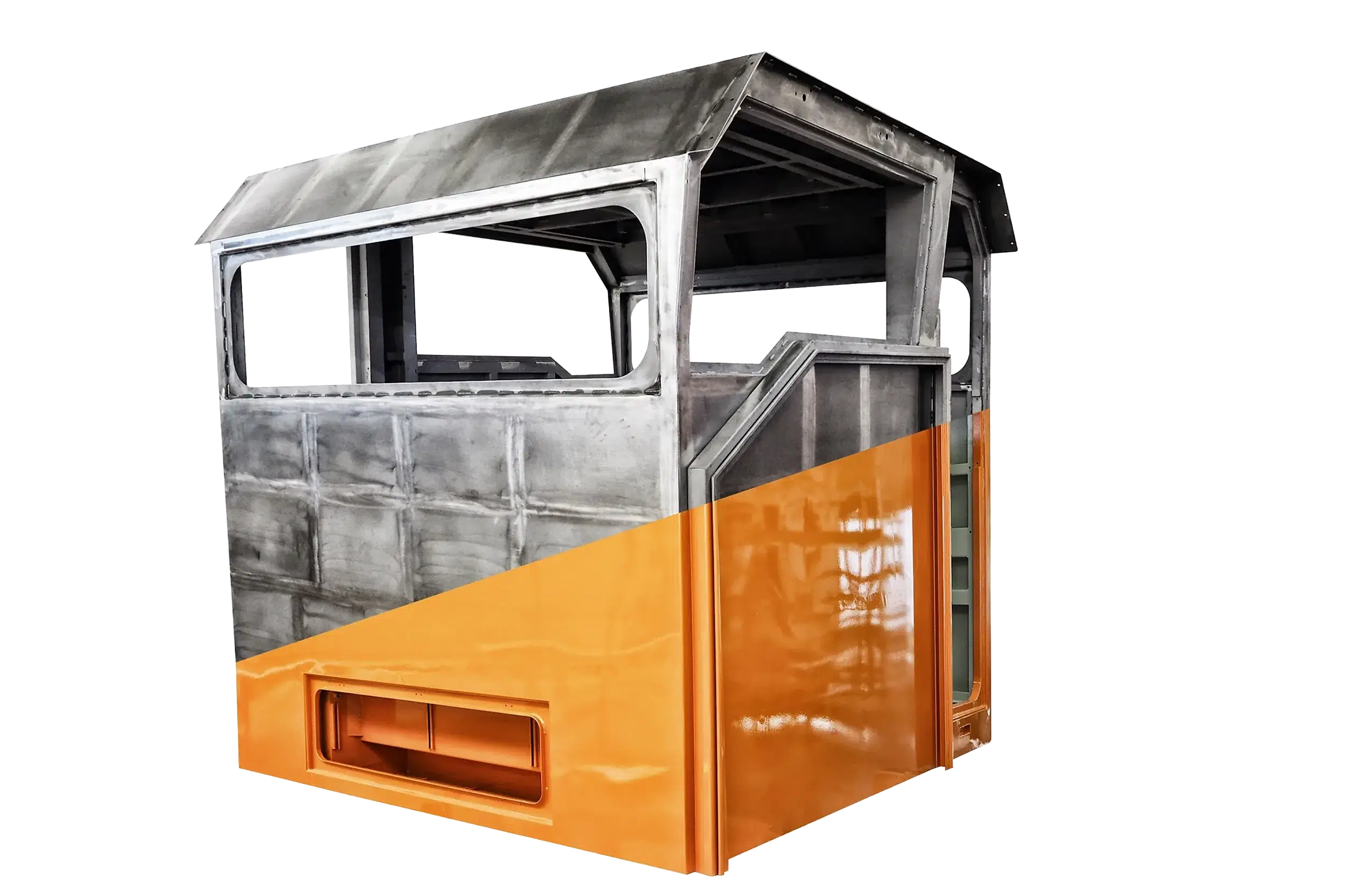 Ejemplo de fabricación de la cabina de un maquinista, incluyendo el acabado de superficies y el pintado